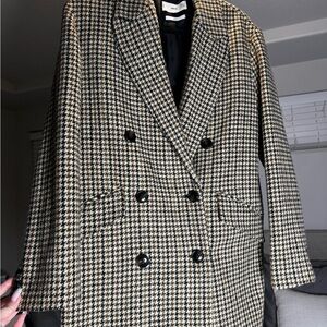 Mango Houndstooth Wool Blazer